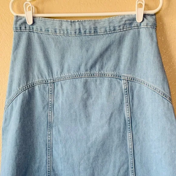 Old Navy High Rise Denim Coastal Cowgirl Rodeo Drapey Denim Maxi Skirt Size 6 - Picture 5 of 9